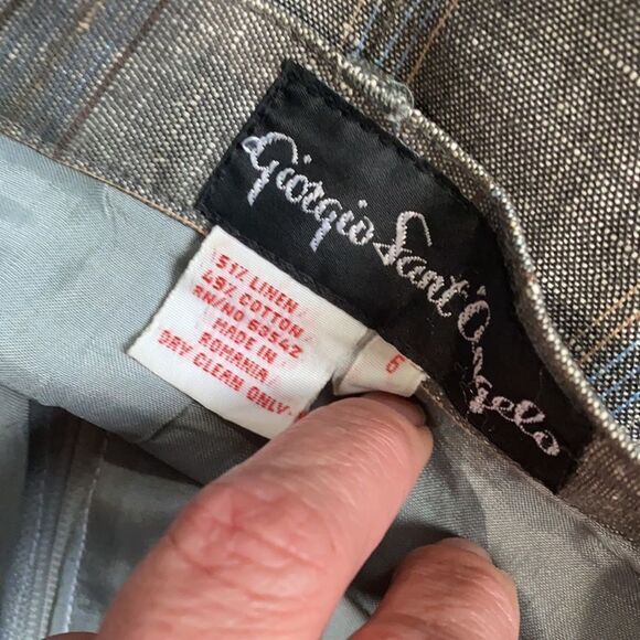 Giorgio Sant’Angelo Linen Plaid Ankle Pants size 6 - Picture 2 of 5